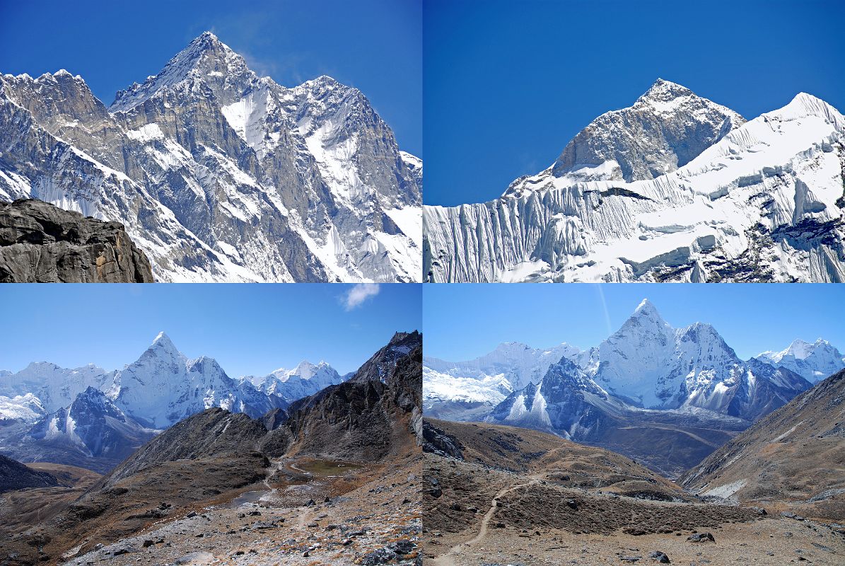 Kongma La 20 Desend Towards Bibre - Lhotse, Makalu, Trail With Ombigaichen, Ama Dablam, Kangtega